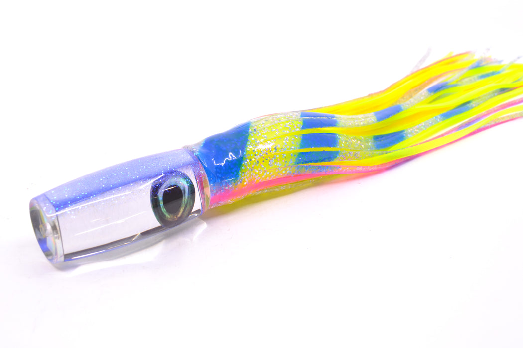Moyes Lures Clear Mirrored Blue Glitter Back Taxi Eyes Small Shotgun 9" 4oz Skirted GZE