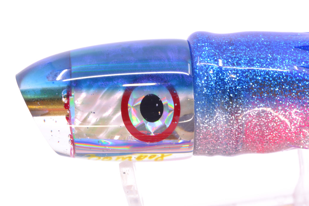 Bomboy Lures White Abalone Blue Back Ahi Bomb 9" 4oz Skirted Blue-Silver/Pink