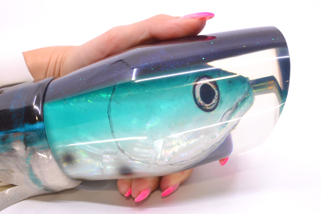 Ali'i Kai Lures Bonito Turquoise-White Fish Head Black Back Torta Teaser 30oz FT Vinyl