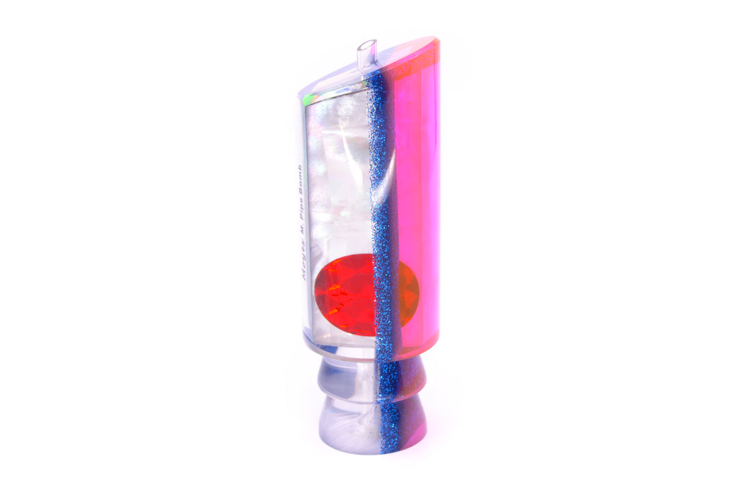 Moyes Lures White MOP Pink-Blue Back Red Eyes Medium Pipe Bomb 12" 4.6oz