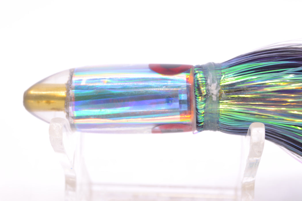 Coggin Lures Rainbow Stripes Peanut Dart 4.5" 1.5oz Flashabou Black/Light Blue GZE