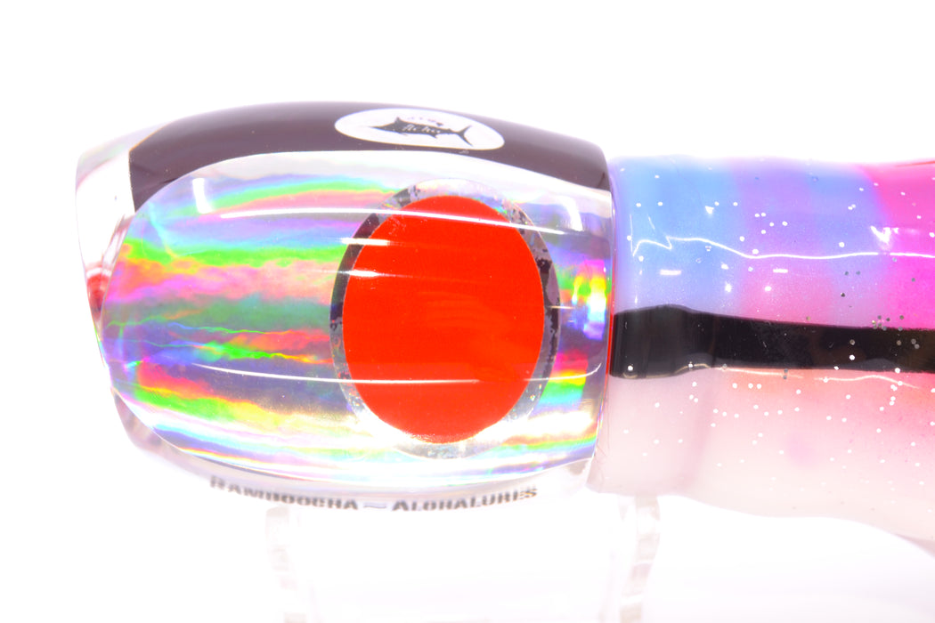 Aloha Lures Silver Rainbow Black Back Red Eyes Bamboocha 12" 11.5oz Skirted Gay Bob