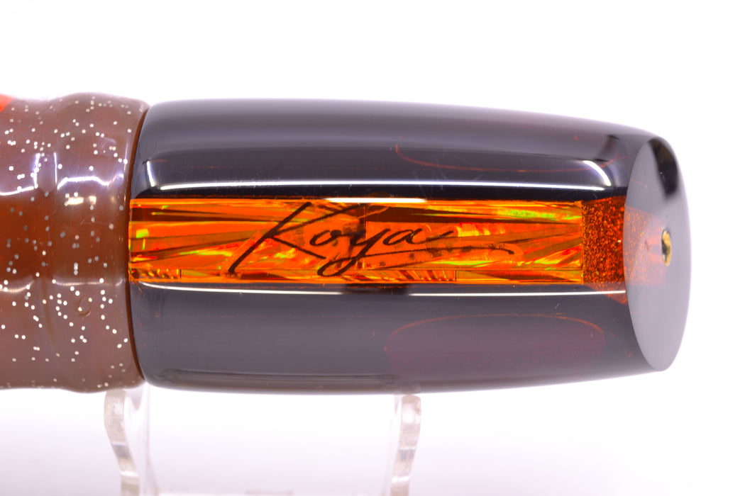 Koya Lures Amber Mirrored Black Back Medium Poi Dog 14" 11oz Skirted Root Beer-Black Kajiki