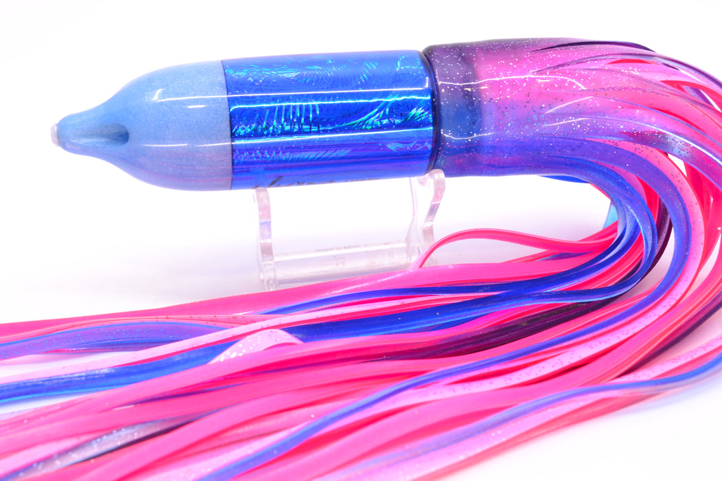 Jackpot Lures Blue Pearl Nose Rainbow Swirl 4-Hole Big Blue 12" 14.5oz Skirted Purple-Blue