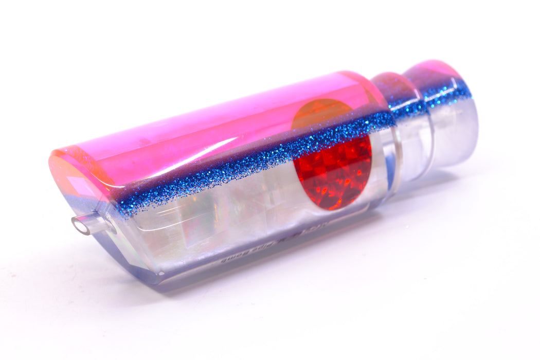 Moyes Lures White MOP Pink-Blue Back Red Eyes Medium Pipe Bomb 12" 4.6oz