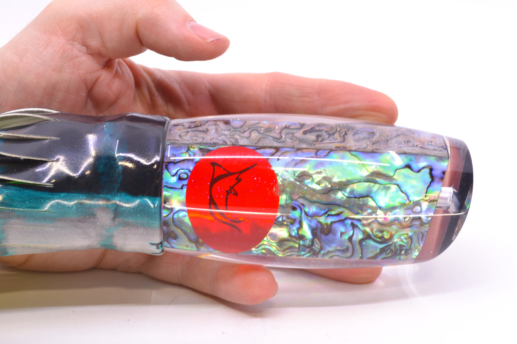 Bonze Lures Paua Shell Red Eyes Violator 14" 14.6oz Fire Tailz Vinyl Blue Drip