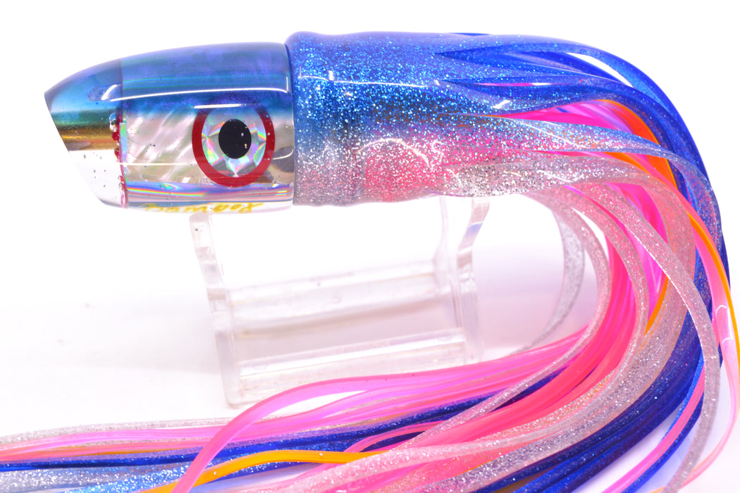 Bomboy Lures White Abalone Blue Back Ahi Bomb 9" 4oz Skirted Blue-Silver/Pink