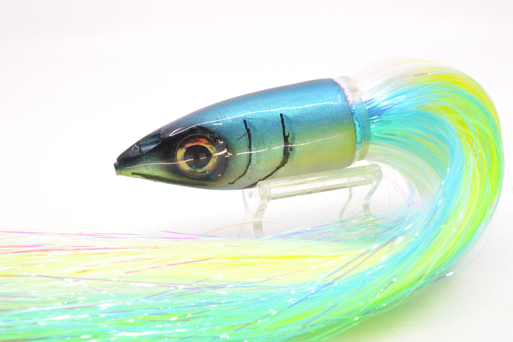 Tsutomu Lures Black-Ice Blue-White Jetted Kona Dragon 9"+ 8oz Strobez Feathersword