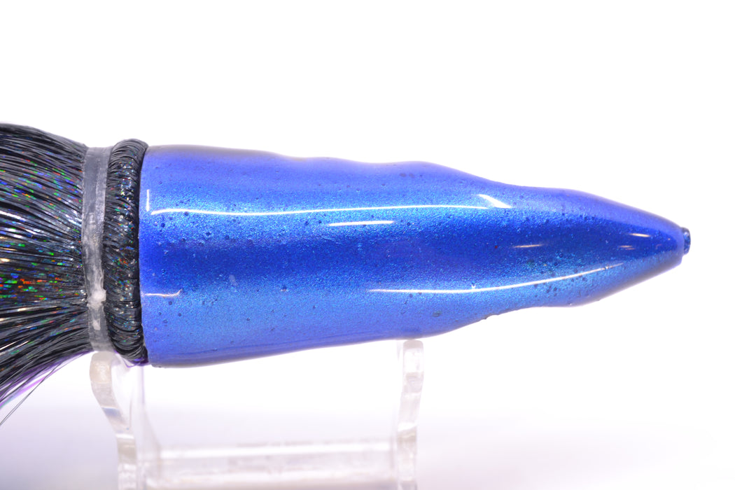 Tsutomu Lures Purple-Black-White Non-Jetted Kona Dragon 9"+ 8oz Strobez Black-Purple