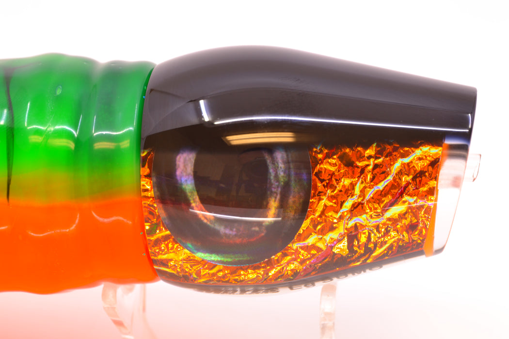 Moyes Lures Orange Dichro Black Back Taxi Eyes Large Sumo 14" 13.8oz Skirted Guacamaya