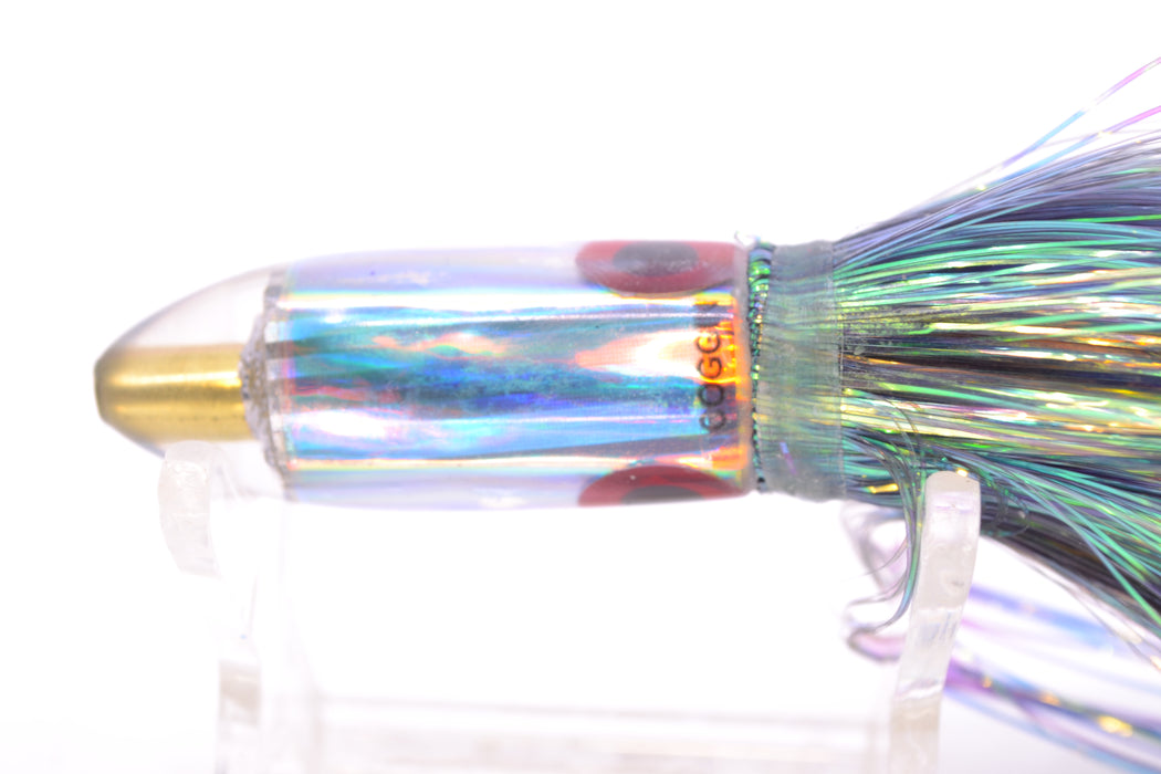 Coggin Lures Rainbow Stripes Peanut Dart 4.5" 1.5oz Flashabou Black/Light Blue GZE