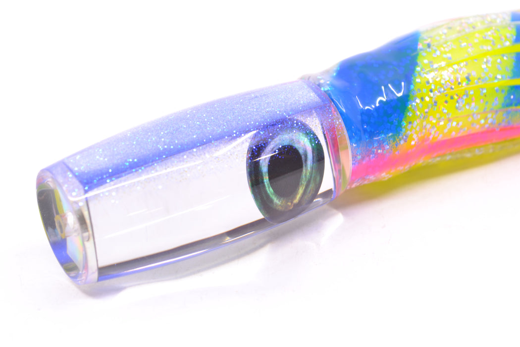 Moyes Lures Clear Mirrored Blue Glitter Back Taxi Eyes Small Shotgun 9" 4oz Skirted GZE