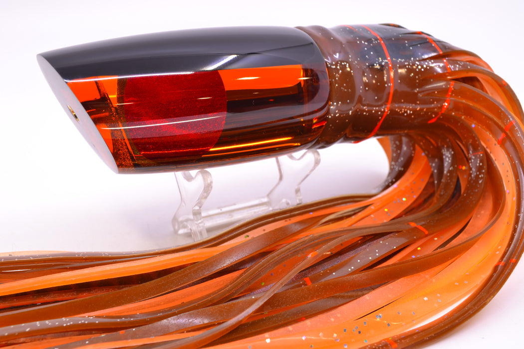 Koya Lures Amber Mirrored Black Back Medium Poi Dog 14" 11oz Skirted Root Beer-Black Kajiki