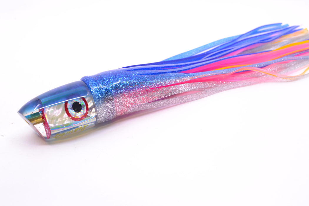 Bomboy Lures White Abalone Blue Back Ahi Bomb 9" 4oz Skirted Blue-Silver/Pink