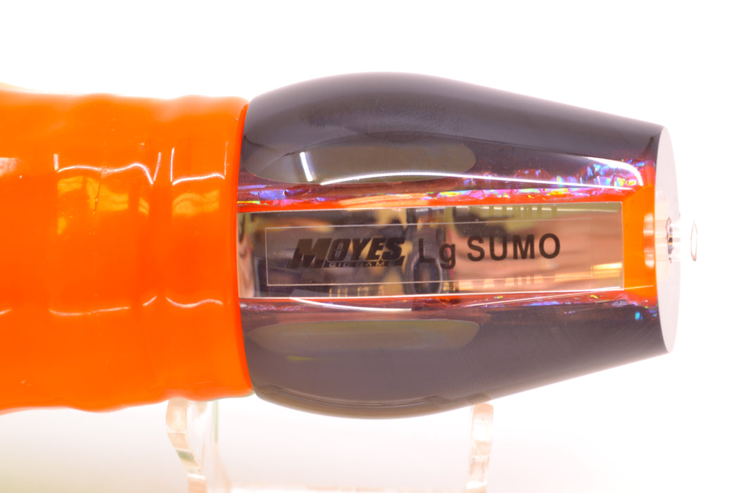 Moyes Lures Orange Dichro Black Back Taxi Eyes Large Sumo 14" 13.8oz Skirted Guacamaya