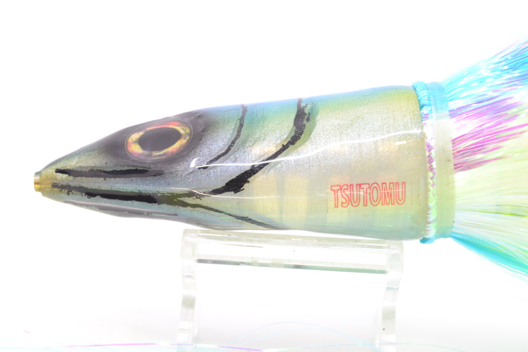 Tsutomu Lures Black-Ice Blue-White Jetted Kona Dragon 9"+ 8oz Strobez Feathersword
