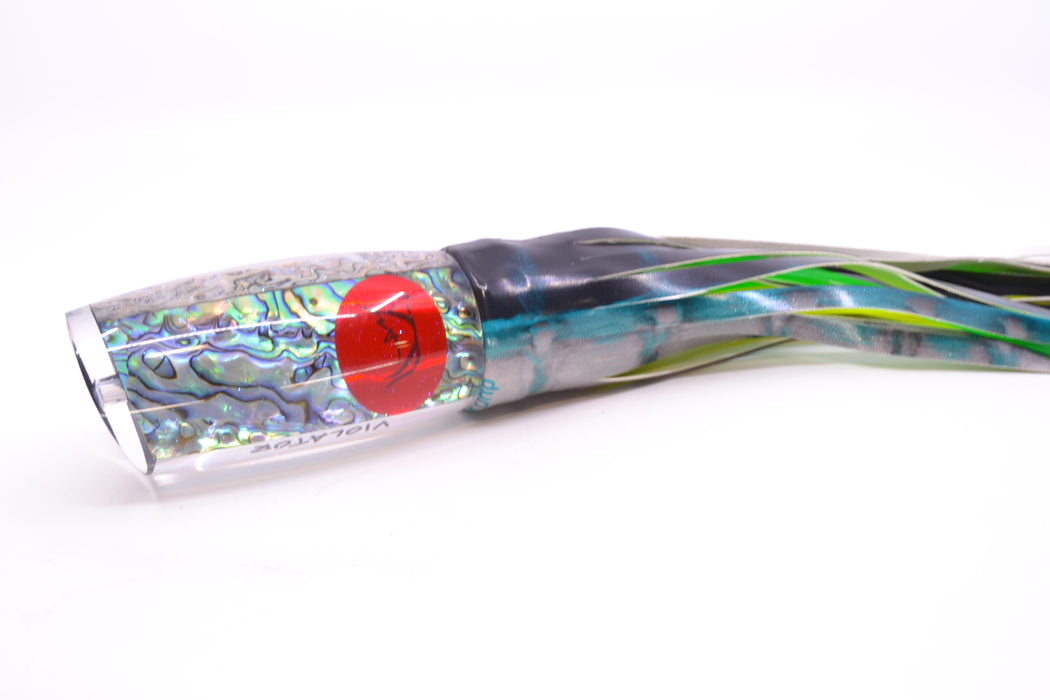 Bonze Lures Paua Shell Red Eyes Violator 14" 14.6oz Fire Tailz Vinyl Blue Drip