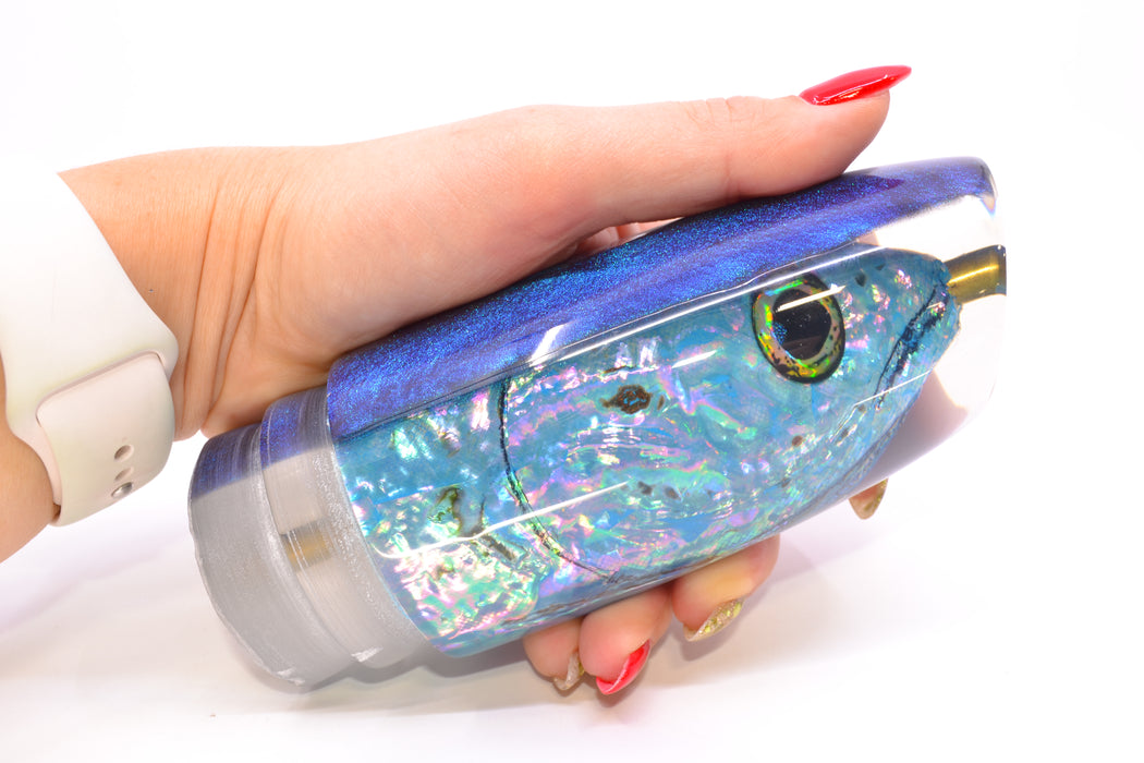 Ali'i Kai Lures Blue-Pink Shell Blue-Turquoise Chameleon Back Fish Head XL Plunger 16" 14oz GZE