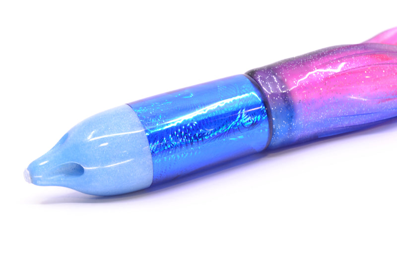 Jackpot Lures Blue Pearl Nose Rainbow Swirl 4-Hole Big Blue 12" 14.5oz Skirted Purple-Blue