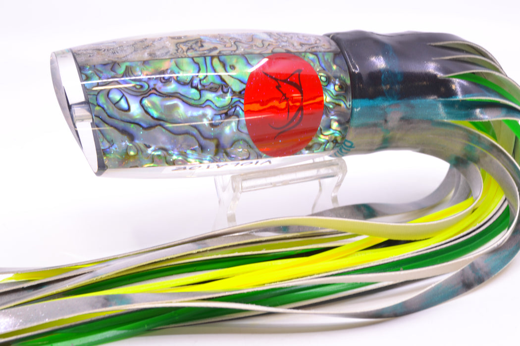 Bonze Lures Paua Shell Red Eyes Violator 14" 14.6oz Fire Tailz Vinyl Blue Drip