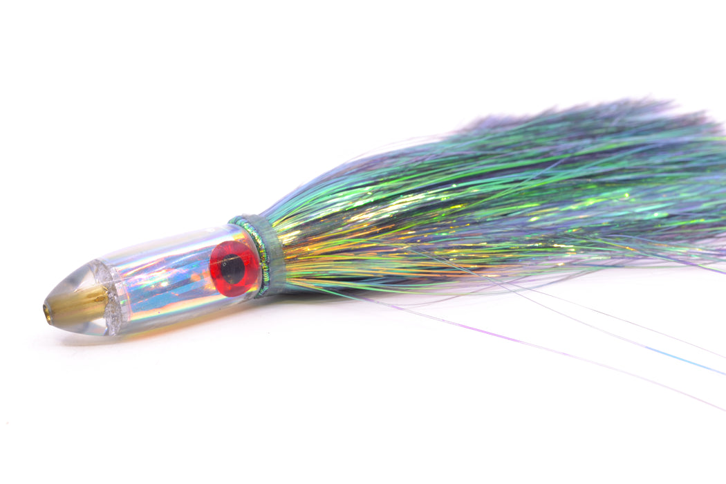 Coggin Lures Rainbow Stripes Peanut Dart 4.5" 1.5oz Flashabou Black/Light Blue GZE