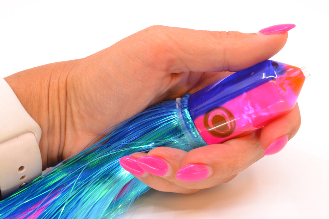 Moyes Lures Pink MOP Blue Back 2-Hole Small Sniper Jet 9" 5.7oz Strobez Blue-Ice Blue