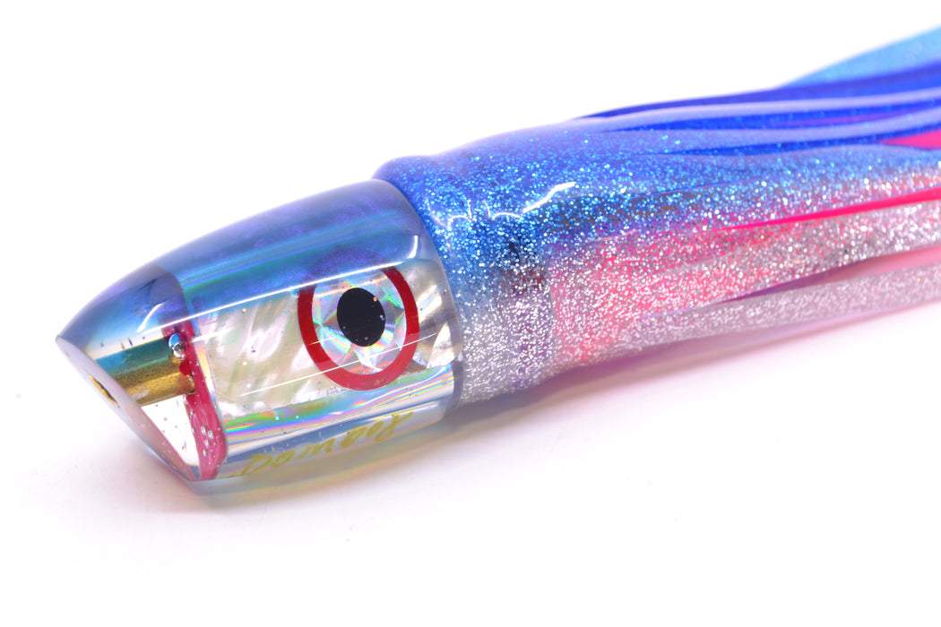 Bomboy Lures White Abalone Blue Back Ahi Bomb 9" 4oz Skirted Blue-Silver/Pink