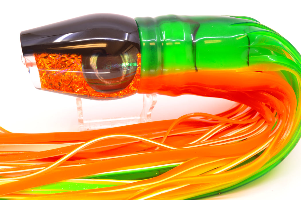 Moyes Lures Orange Dichro Black Back Taxi Eyes Large Sumo 14" 13.8oz Skirted Guacamaya