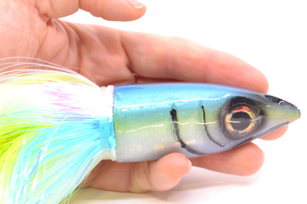 Tsutomu Lures Black-Ice Blue-White Jetted Kona Dragon 9"+ 8oz Strobez Feathersword