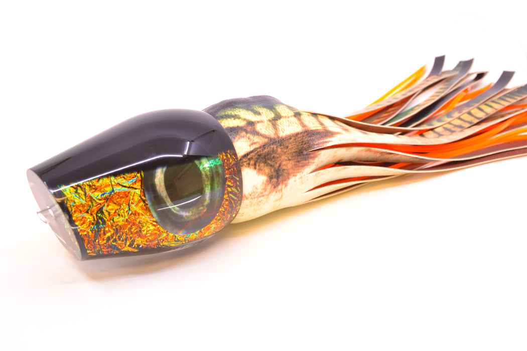 Moyes Lures Orange Dichro Black Back Taxi Eyes XL Sumo 16" 16.4oz ALV Vinyl Mackerel