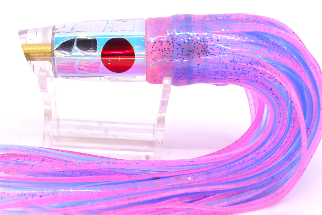 Tanigawa Lures Ice Rainbow Cracked Glass Red Eyes Small Slant 7" 4oz Skirted Pink/Blue