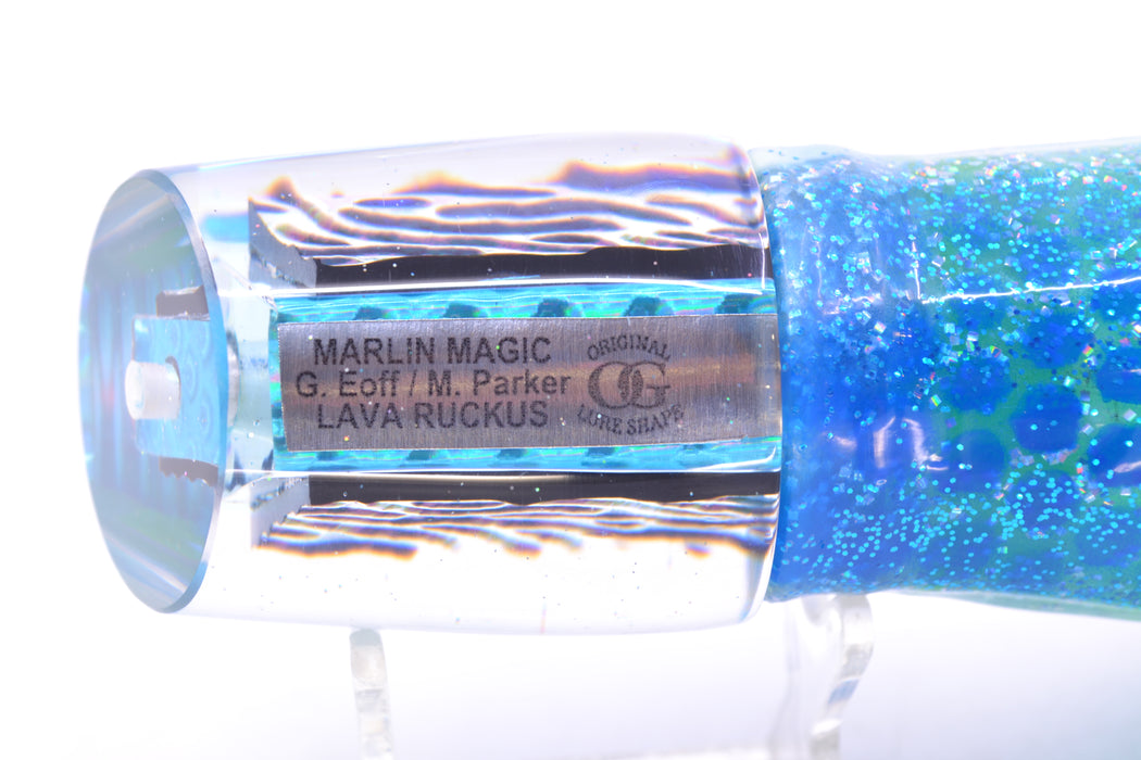 Marlin Magic Ice Blue-Akule Lava Ruckus 12" 11.3oz Skirted Blue Dots/Green GZE