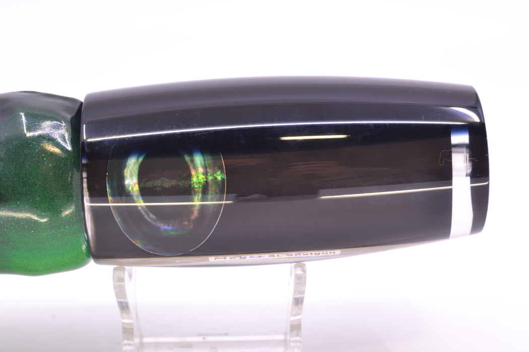 Moyes Lures Black Pearl Black Back Taxi Eyes XL Shotgun 14" 11oz FT Vinyl Green Tiger GZE