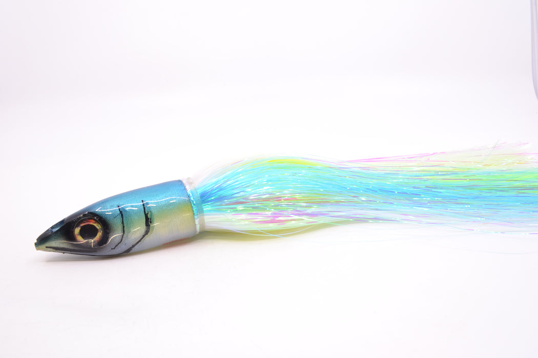 Tsutomu Lures Black-Ice Blue-White Jetted Kona Dragon 9"+ 8oz Strobez Feathersword