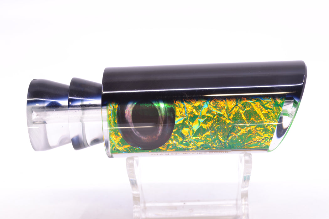 Moyes Lures Green-Orange Dichro Black Back Taxi Eyes Medium Pipe Bomb 12" 4.6oz
