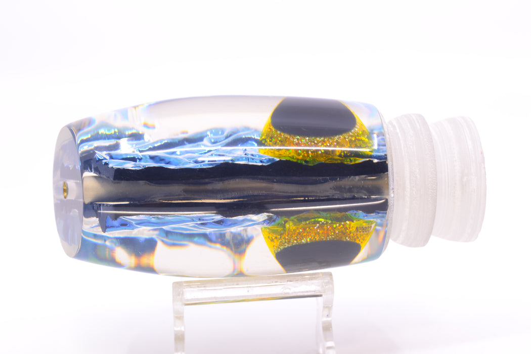 Coggin Lures Yellow-Blue Dichro Black-Yellow Eyes Maui Plunger 14" 9oz