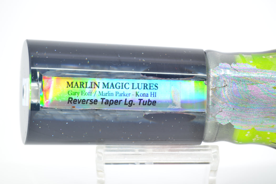 Marlin Magic Abalone Black Back Red Eyes Reverse Taper Large Tube 12" 8.6oz Skirted