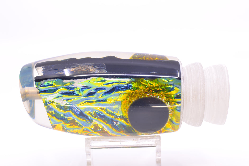 Coggin Lures Yellow-Blue Dichro Black-Yellow Eyes Maui Plunger 14" 9oz