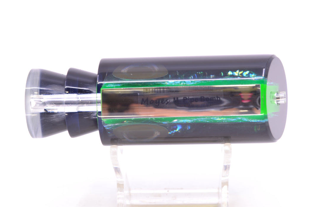 Moyes Lures Green-Orange Dichro Black Back Taxi Eyes Medium Pipe Bomb 12" 4.6oz