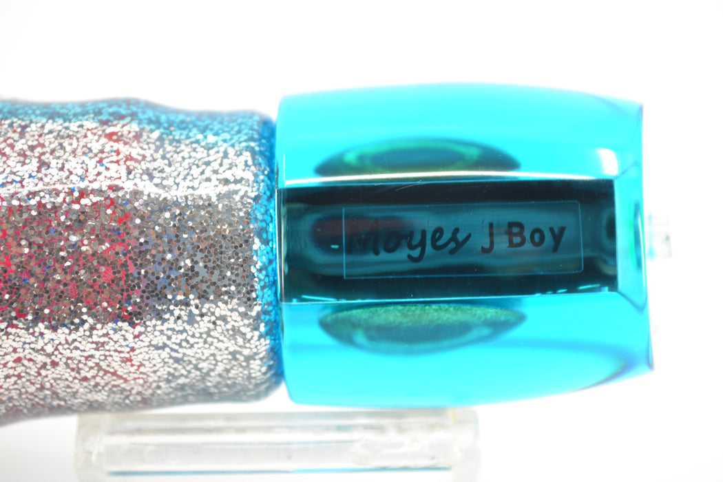Moyes Lures Aqua Mirrored Medium J-Boy 12" 7oz Skirted Blue-Silver-Pink