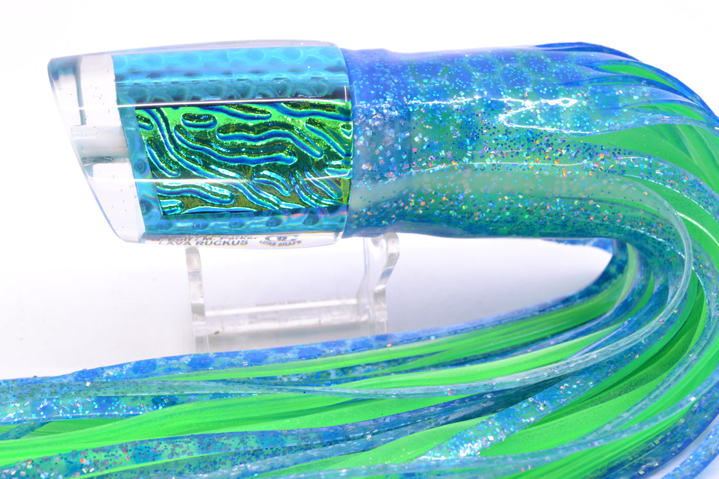 Marlin Magic Ice Blue-Akule Lava Ruckus 12" 11.3oz Skirted Blue Dots/Green GZE