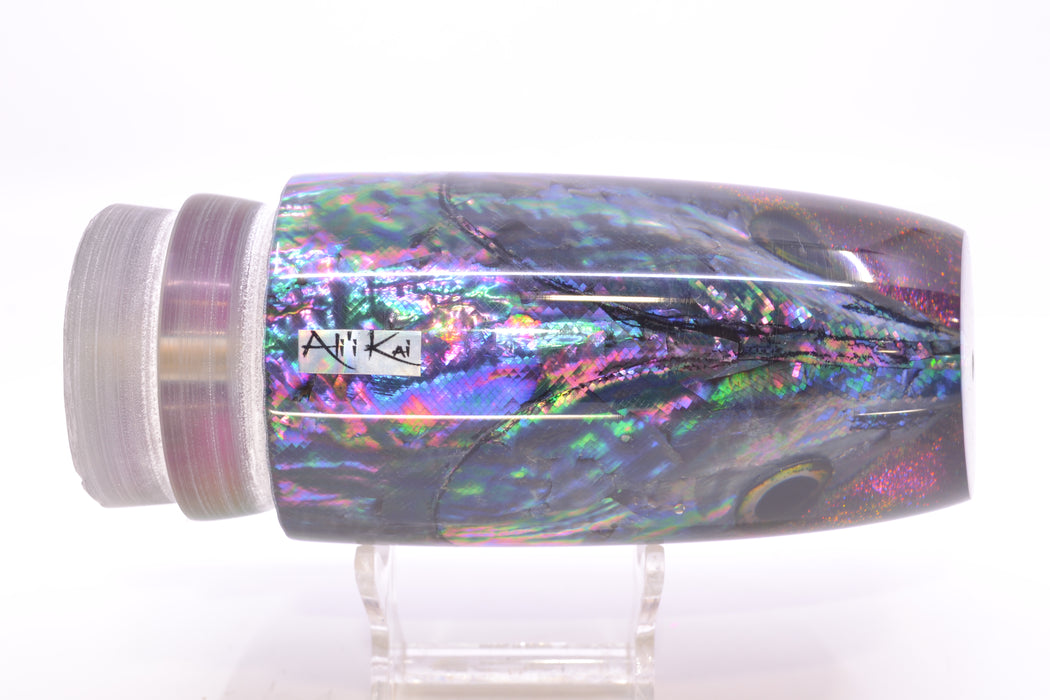 Ali'i Kai Lures Purple-Blue Shell Purple-Gold Chameleon Back Fish Head XL Plunger 16" 14oz GZE