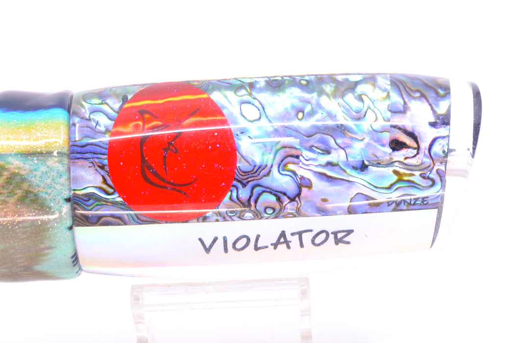 Bonze Lures Paua Shell Red Eyes Violator 14" 14.6oz Fire Tailz Vinyl Yellowfin