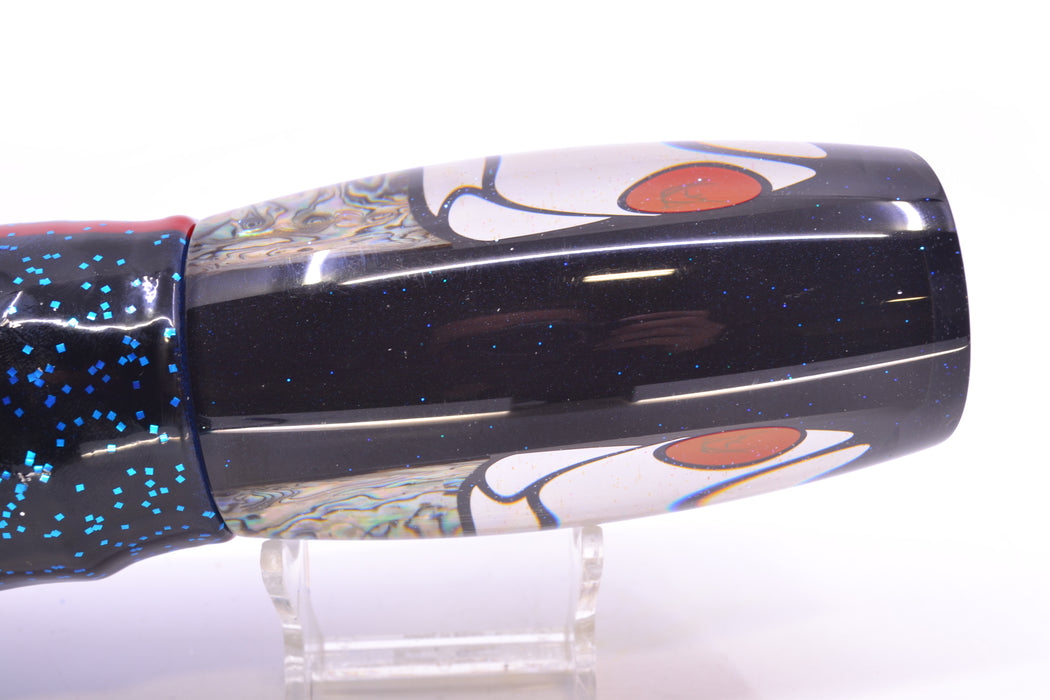 Bonze Lures Hydra Fish Red Eyes Violator 14" 17oz Skirted Black & Blue Bars-Purple