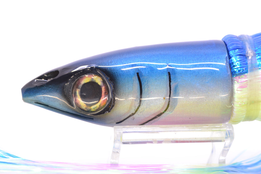 Tsutomu Lures Blue-White Jetted Kona Dragon 9"+ 8oz Strobez Blue-White/Chartreuse