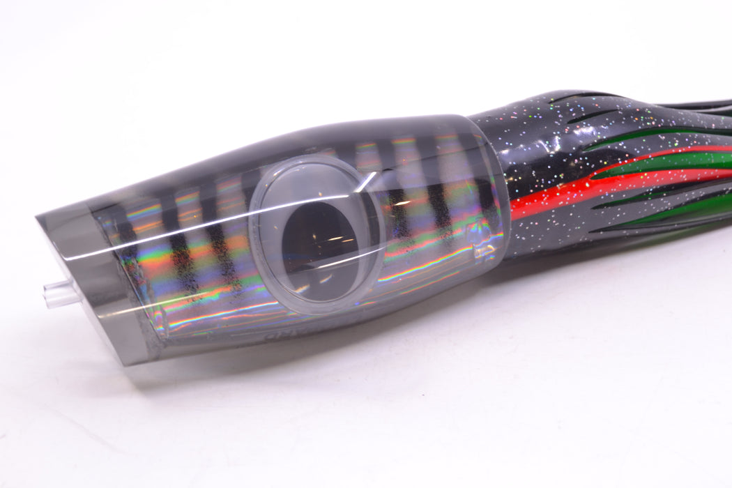 Big T Lures Smoke Rainbow Pearl Black Striped Back Leopard 12" 10.7oz Skirted Black GZE