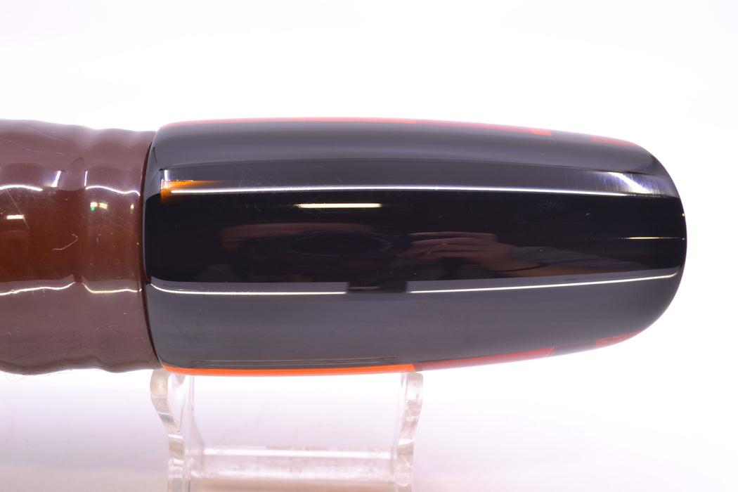 Koya Lures Amber Mirrored Black Back Medium Poi Dog 14" 11oz Skirted Root Beer-Petrolero