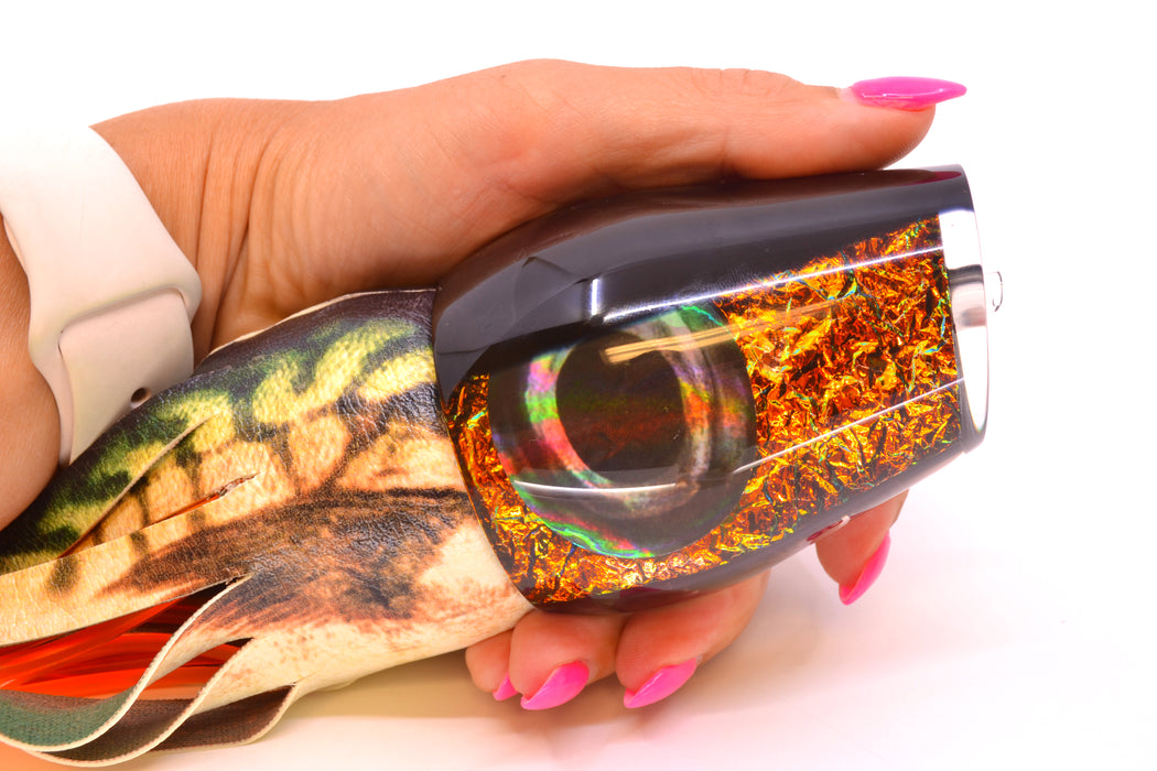 Moyes Lures Orange Dichro Black Back Taxi Eyes XL Sumo 16" 16.4oz ALV Vinyl Mackerel