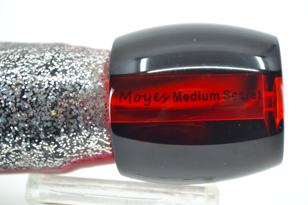 Moyes Lures Red Mirrored Black Back Medium Secret 10" 5oz Skirted Red-Silver-Black