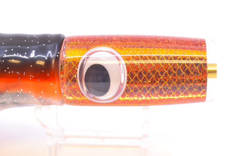 Koya Lures Rainbow Scale Orange Pearl Hard Head 9" 4oz Skirted Black-Orange-Clear